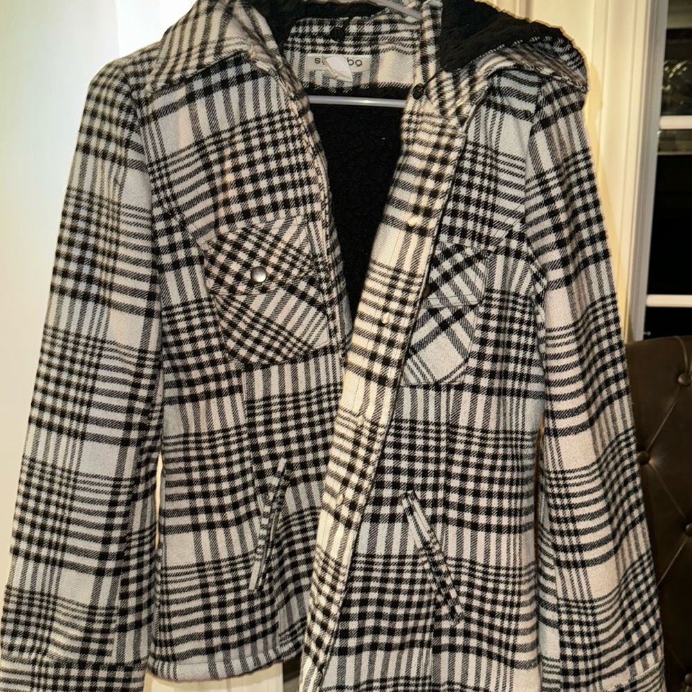 Flannel jacket with hood